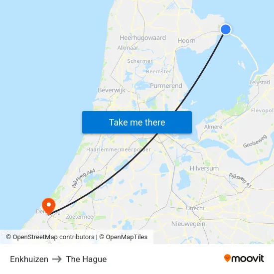 Enkhuizen to The Hague map