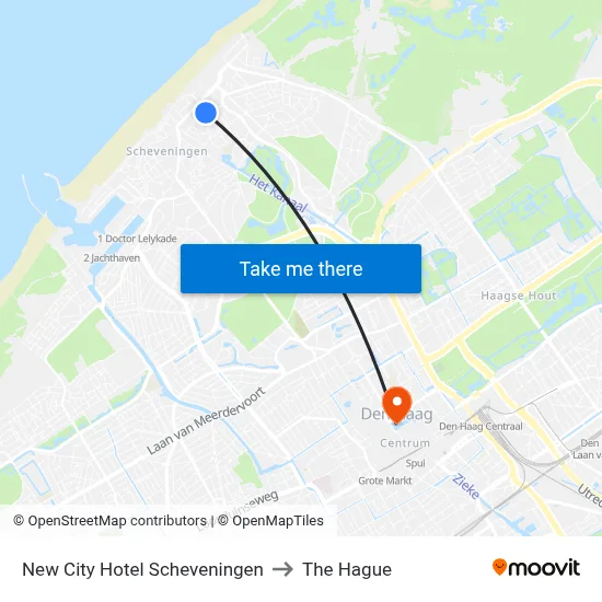 New City Hotel Scheveningen to The Hague map