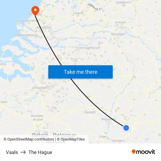 Vaals to The Hague map