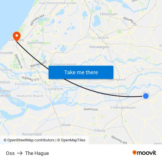 Oss to The Hague map