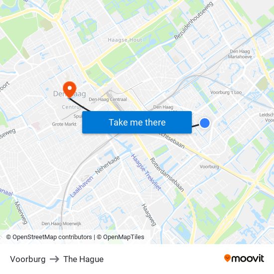 Voorburg to The Hague map