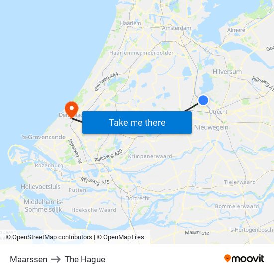 Maarssen to The Hague map