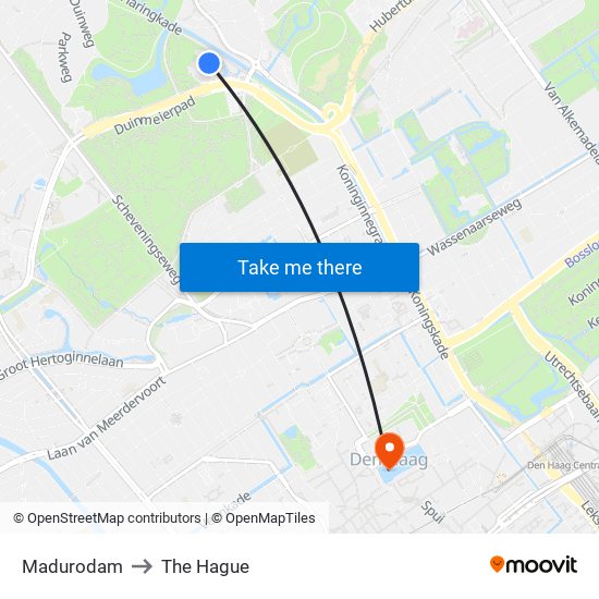 Madurodam to The Hague map