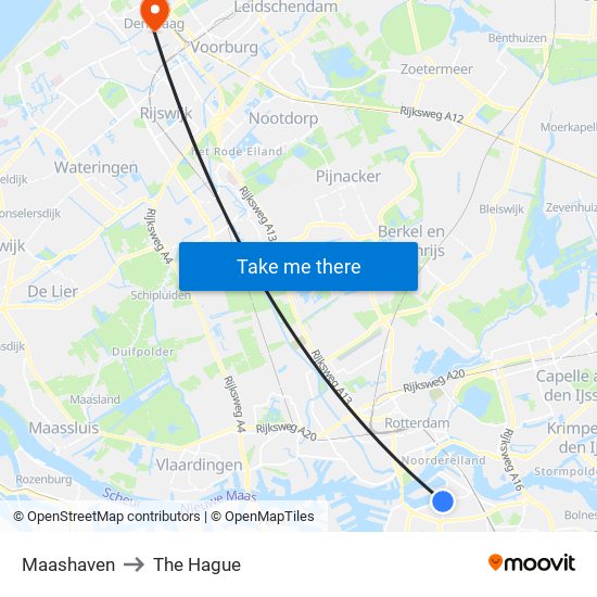 Maashaven to The Hague map