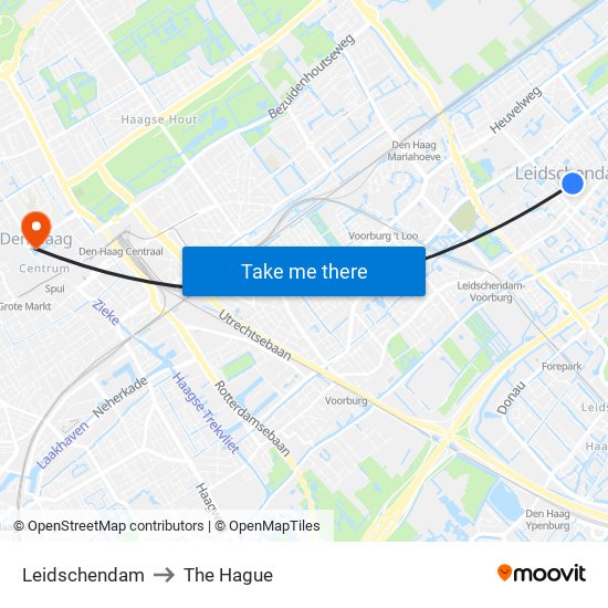 Leidschendam to The Hague map