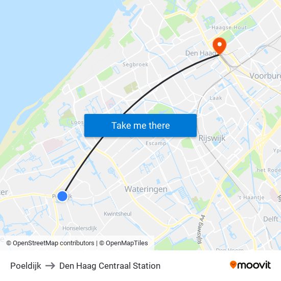 Poeldijk to Den Haag Centraal Station map