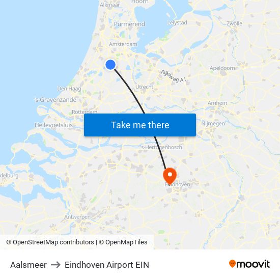 Aalsmeer to Eindhoven Airport EIN map