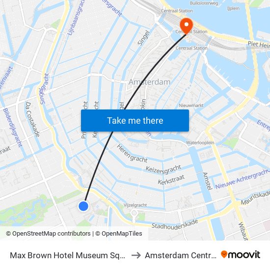 Max Brown Hotel Museum Square Amsterdam to Amsterdam Centraal Station map