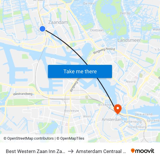 Best Western Zaan Inn Zaandam to Amsterdam Centraal Station map