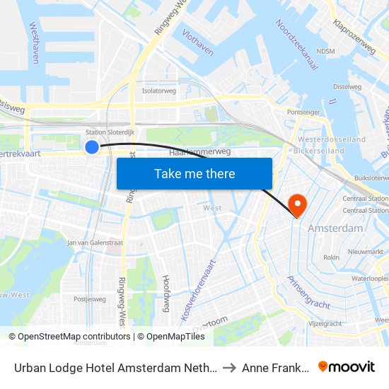 Urban Lodge Hotel Amsterdam Netherlands to Anne Frankhuis map