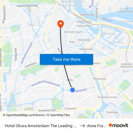 Hotel Okura Amsterdam The Leading Hotels of the World to Anne Frankhuis map