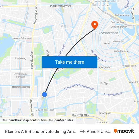 Blaine s A B B and private dining Amsterdam to Anne Frankhuis map
