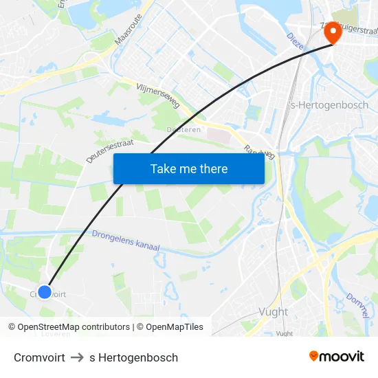 Cromvoirt to s Hertogenbosch map