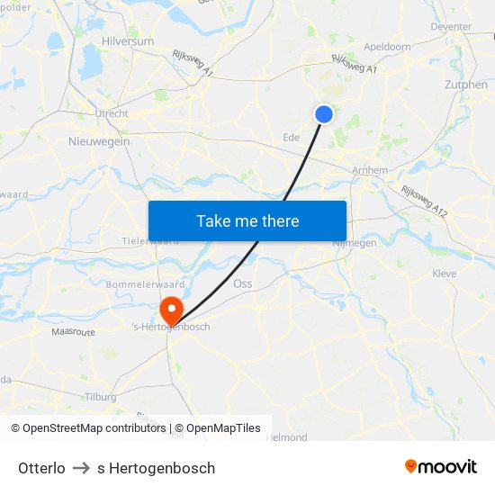 Otterlo to s Hertogenbosch map