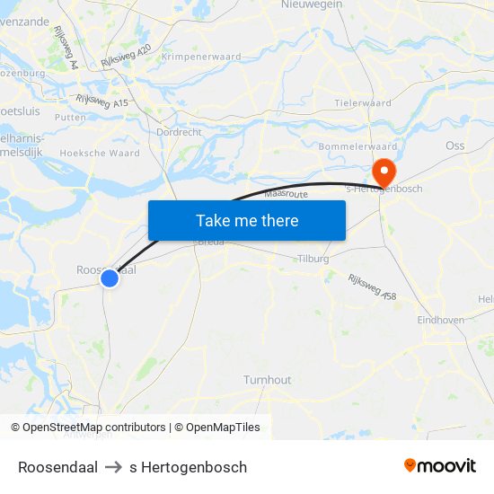 Roosendaal to s Hertogenbosch map