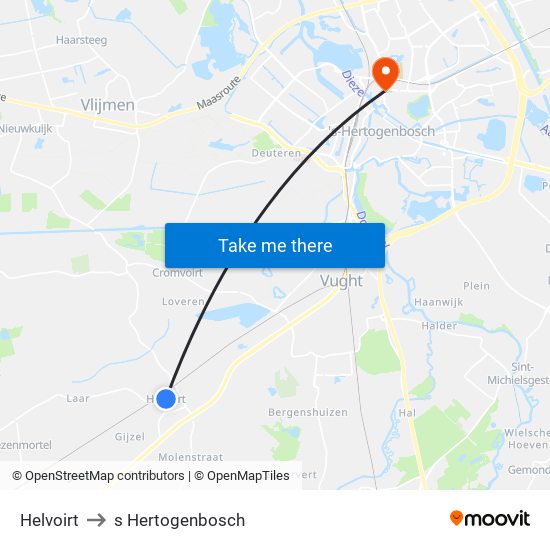 Helvoirt to s Hertogenbosch map