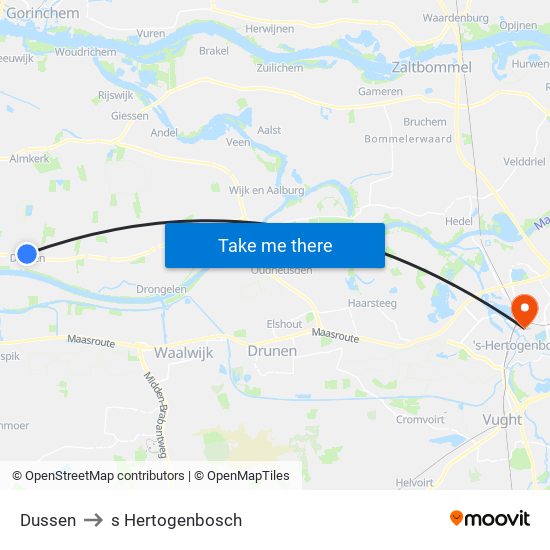 Dussen to s Hertogenbosch map