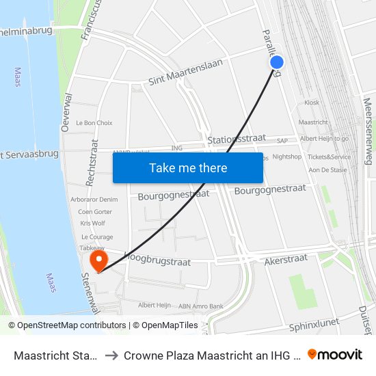 Maastricht Station to Crowne Plaza Maastricht an IHG Hotel map