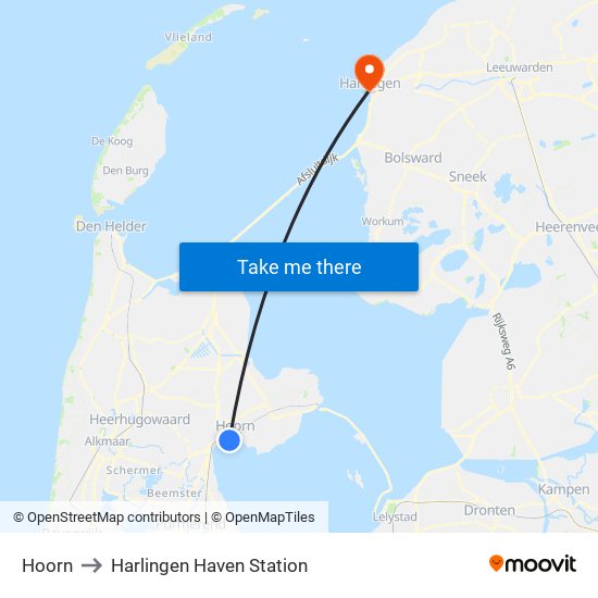 Hoorn to Harlingen Haven Station map