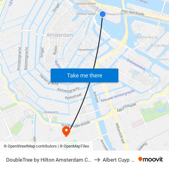 DoubleTree by Hilton Amsterdam Centraal Station to Albert Cuyp Market map