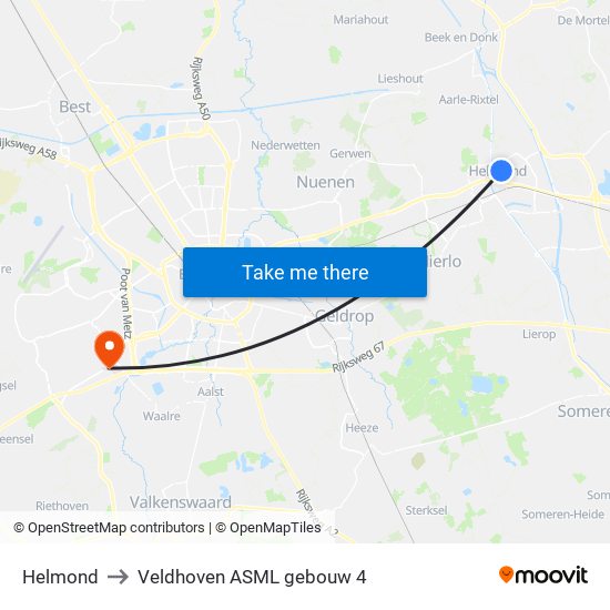 Helmond to Veldhoven ASML gebouw 4 map
