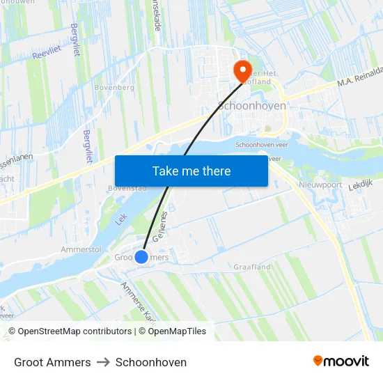 Groot Ammers to Schoonhoven map