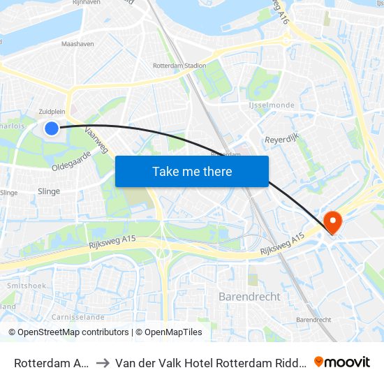 Rotterdam Ahoy to Van der Valk Hotel Rotterdam Ridderkerk map