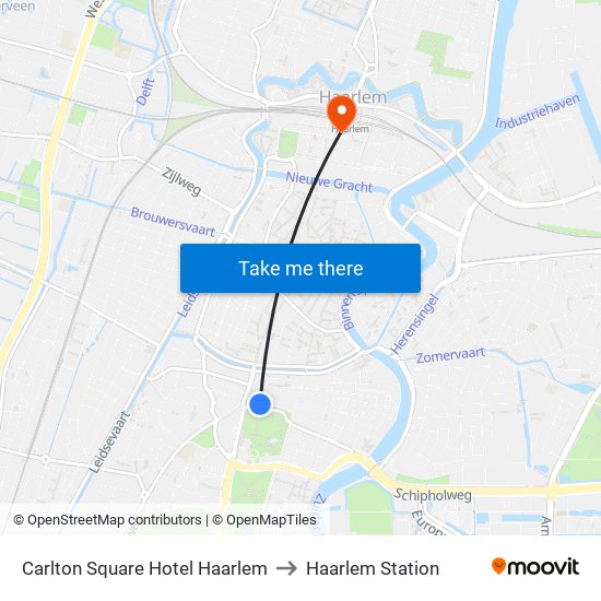 Carlton Square Hotel Haarlem to Haarlem Station map