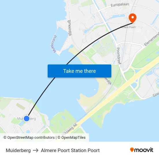 Muiderberg to Almere Poort Station Poort map
