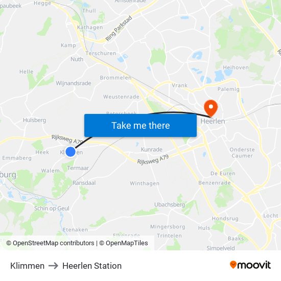 Klimmen to Heerlen Station map