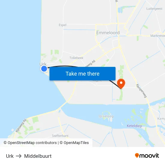 Urk to Middelbuurt map