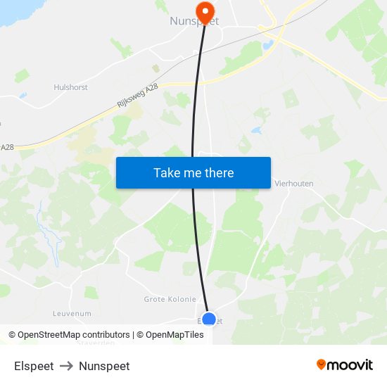 Elspeet to Nunspeet map