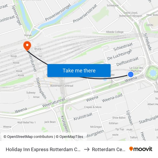 Holiday Inn Express Rotterdam Central Station an IHG Hotel to Rotterdam Centraal Station map