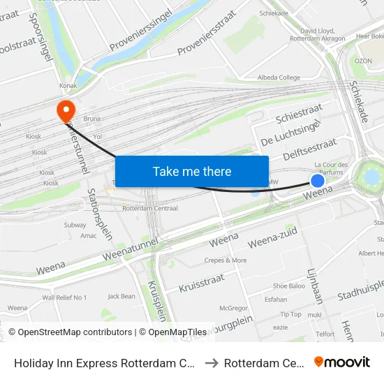 Holiday Inn Express Rotterdam Central Station an IHG Hotel to Rotterdam Centraal Station map