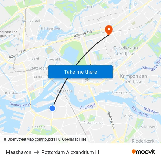 Maashaven to Rotterdam Alexandrium III map