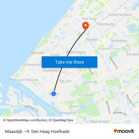 Maasdijk to Den Haag Hoefkade map