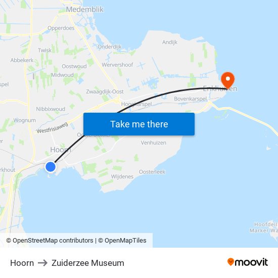 Hoorn to Zuiderzee Museum map