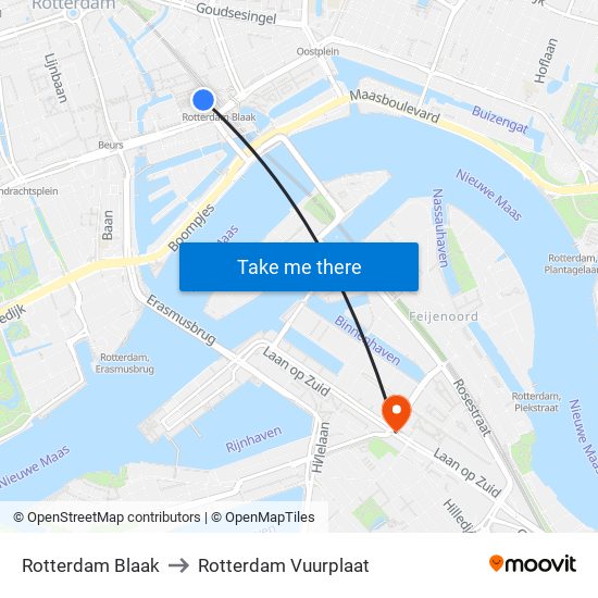 Rotterdam Blaak to Rotterdam Vuurplaat map