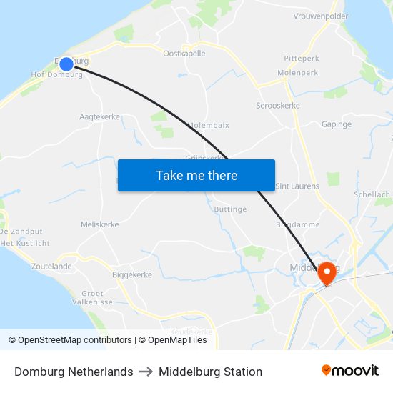 Domburg Netherlands to Middelburg Station map