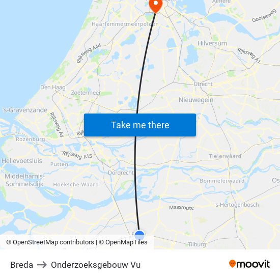 Breda to Onderzoeksgebouw Vu map