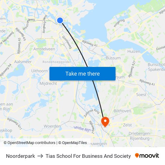 Noorderpark to Tias School For Business And Society map