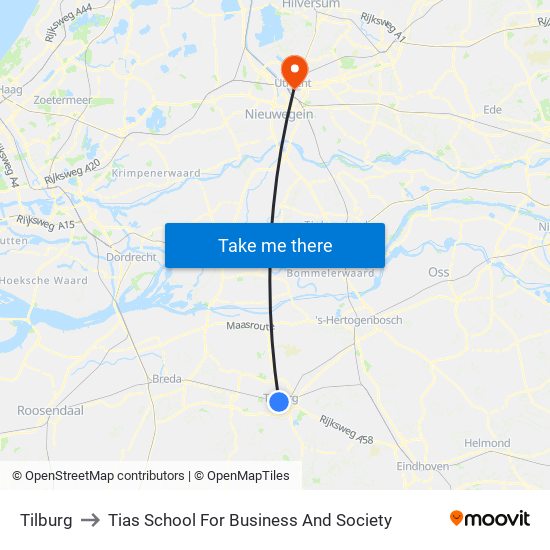 Tilburg to Tias School For Business And Society map