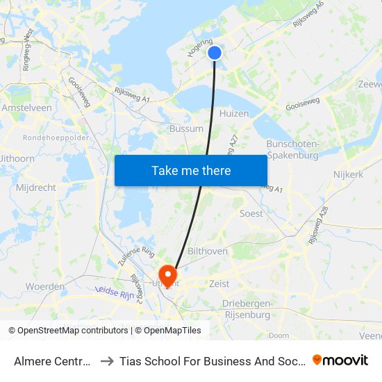 Almere Centrum to Tias School For Business And Society map