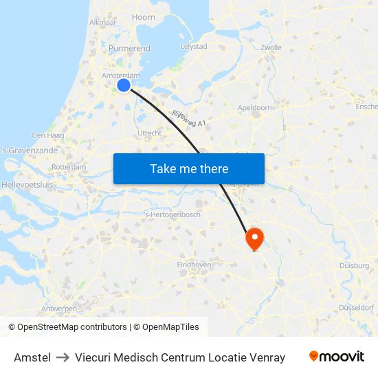 Amstel to Viecuri Medisch Centrum Locatie Venray map
