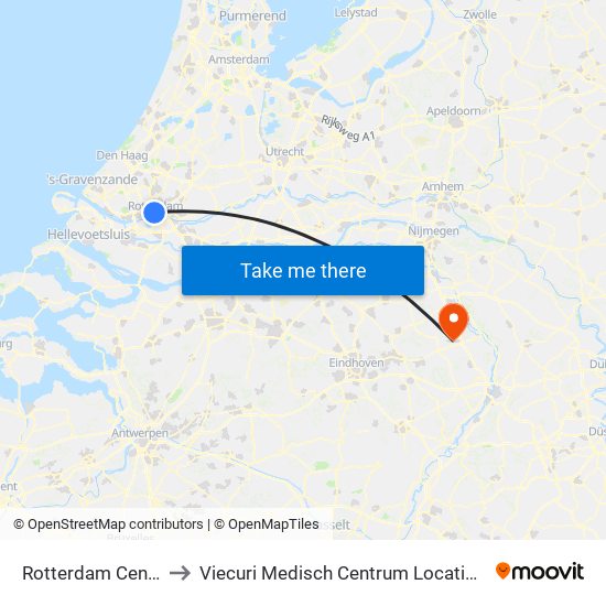 Rotterdam Centraal to Viecuri Medisch Centrum Locatie Venray map