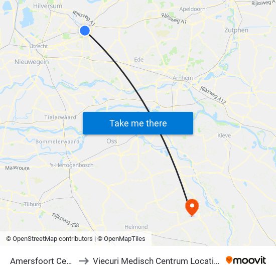 Amersfoort Centraal to Viecuri Medisch Centrum Locatie Venray map