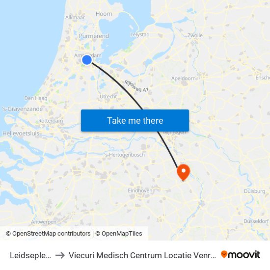Leidseplein to Viecuri Medisch Centrum Locatie Venray map