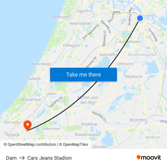 Dam to Cars Jeans Stadion map