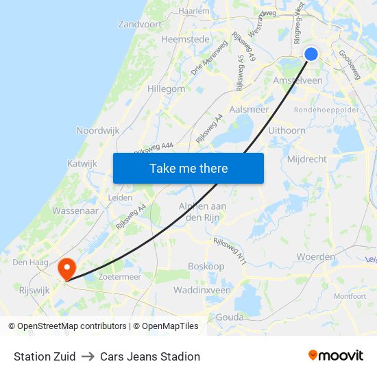 Station Zuid to Cars Jeans Stadion map