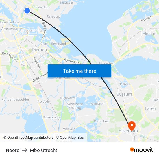 Noord to Mbo Utrecht map